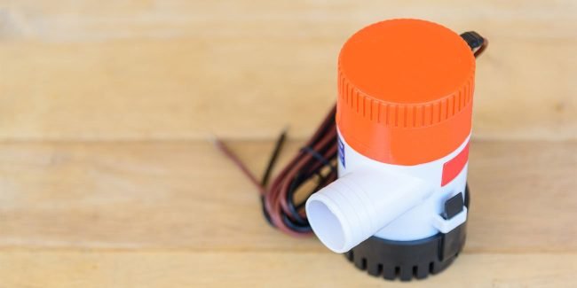 up close shot of a bilge pump on table